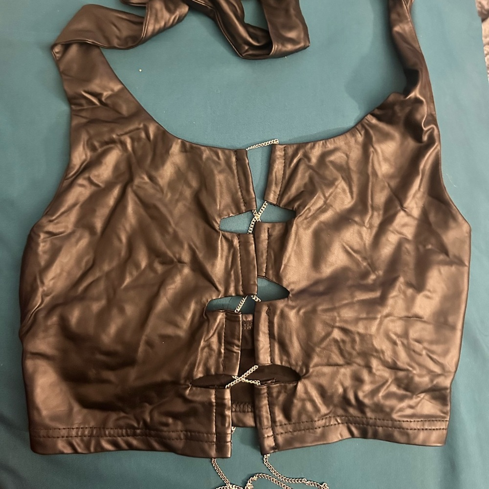 Chic Brown Halter Top with Cutout Design